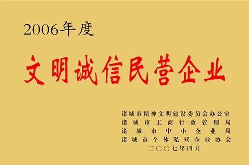 2006年度文化诚信民营企业